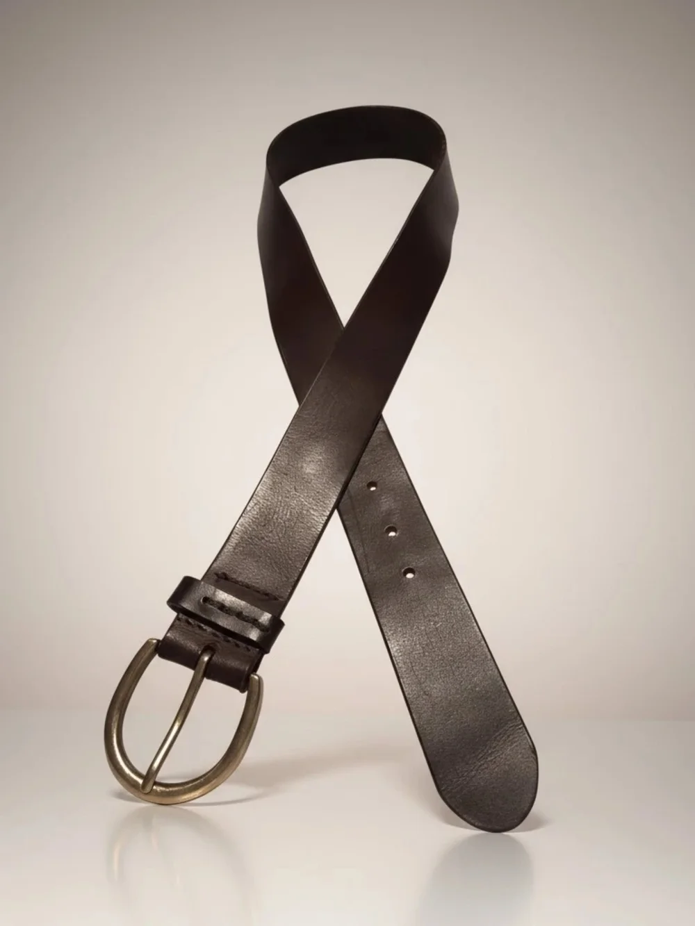 Aeropostale Black Leather Belt Silver Buckle